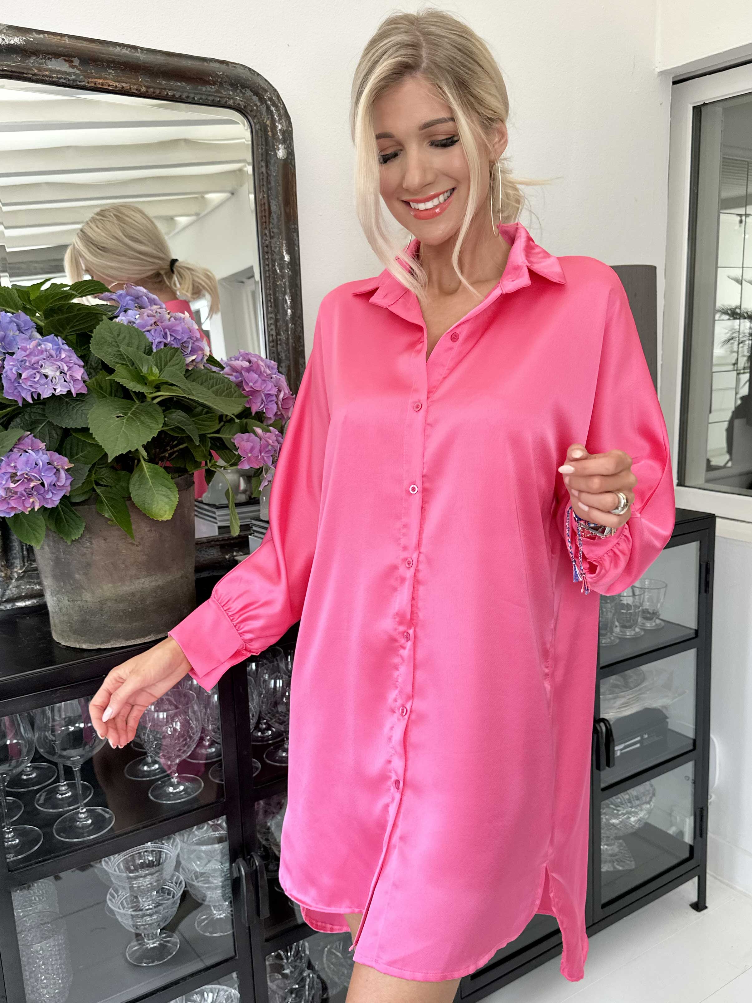 Hassel - Fin skjortekjole i silkelook